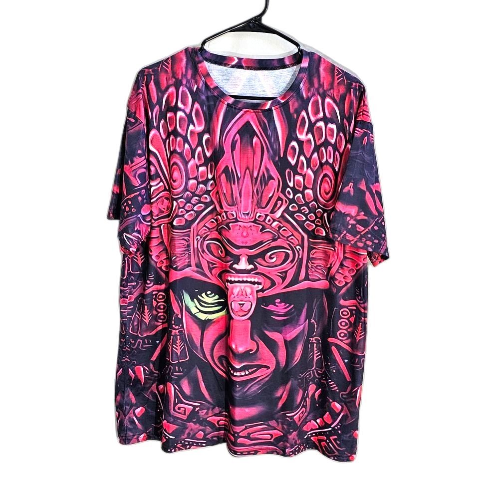 Aztec Tribal Warrior All Over Print Graphic T-Shirt men's 3XL